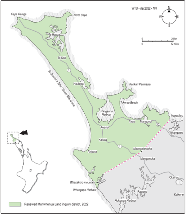 map showing muriwhenua inquiry boundary